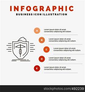 insurance, health, medical, protection, safe Infographics Template for Website and Presentation. Line Gray icon with Orange infographic style vector illustration. Vector EPS10 Abstract Template background