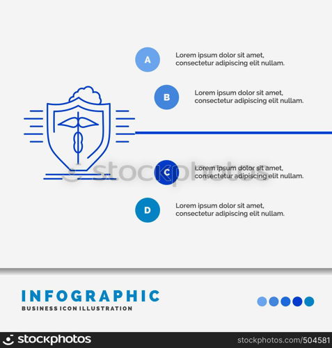 insurance, health, medical, protection, safe Infographics Template for Website and Presentation. Line Blue icon infographic style vector illustration. Vector EPS10 Abstract Template background