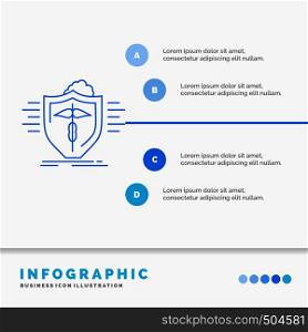 insurance, health, medical, protection, safe Infographics Template for Website and Presentation. Line Blue icon infographic style vector illustration. Vector EPS10 Abstract Template background