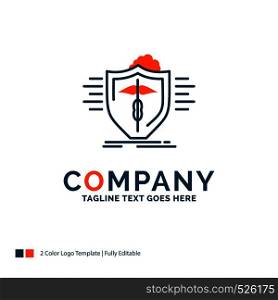 insurance, health, medical, protection, safe Logo Design. Blue and Orange Brand Name Design. Place for Tagline. Business Logo template.