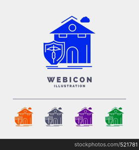 insurance, home, house, casualty, protection 5 Color Glyph Web Icon Template isolated on white. Vector illustration. Vector EPS10 Abstract Template background