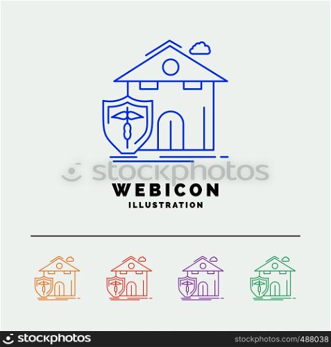 insurance, home, house, casualty, protection 5 Color Line Web Icon Template isolated on white. Vector illustration. Vector EPS10 Abstract Template background