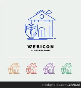 insurance, home, house, casualty, protection 5 Color Line Web Icon Template isolated on white. Vector illustration. Vector EPS10 Abstract Template background
