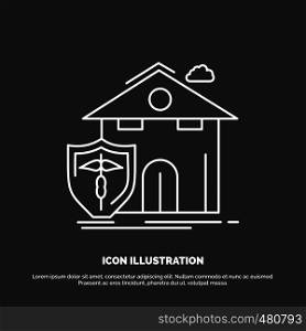 insurance, home, house, casualty, protection Icon. Line vector symbol for UI and UX, website or mobile application. Vector EPS10 Abstract Template background
