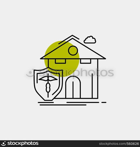 insurance, home, house, casualty, protection Line Icon. Vector EPS10 Abstract Template background