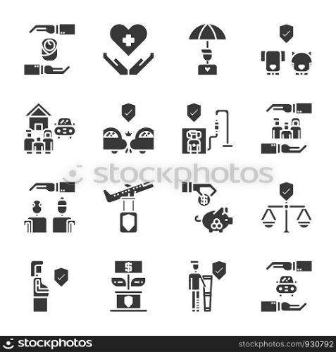 Insurance icon set.Vector illustration