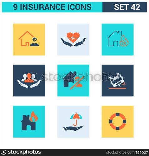 Insurance icons set vector