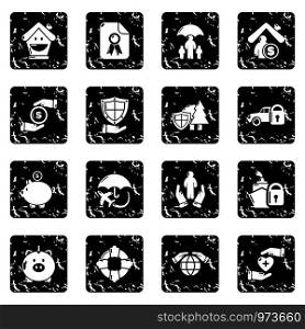 Insurance icons set vector grunge isolated on white background . Insurance icons set grunge vector