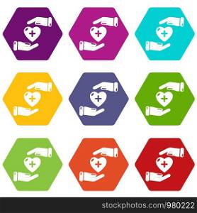 Insurance life icons 9 set coloful isolated on white for web. Insurance life icons set 9 vector