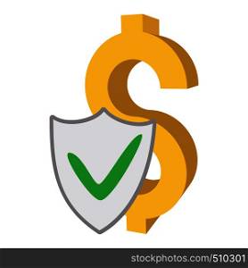 Insurance money icon in cartoon style on a white background. Insurance money icon, cartoon style