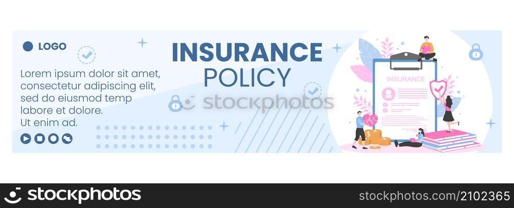 Insurance Policy Banner Template Flat Design Illustration Editable of Square Background to Social media, Greeting Card or Web