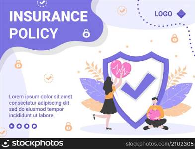 Insurance Policy Brochure Template Flat Design Illustration Editable of Square Background for Social media, Feed, Greeting Card and Web