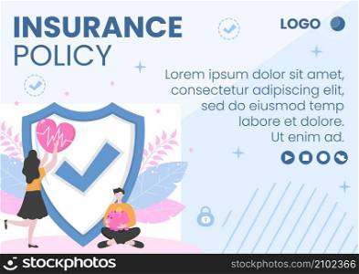 Insurance Policy Brochure Template Flat Design Illustration Editable of Square Background to Social media, Greeting Card or Web