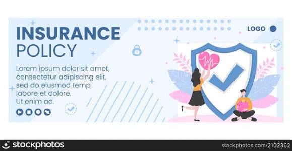 Insurance Policy Cover Template Flat Design Illustration Editable of Square Background to Social media, Greeting Card or Web