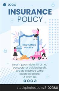 Insurance Policy Flyer Template Flat Design Illustration Editable of Square Background to Social media, Greeting Card or Web