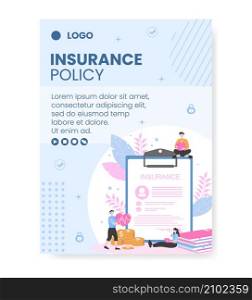 Insurance Policy Poster Template Flat Design Illustration Editable of Square Background to Social media, Greeting Card or Web