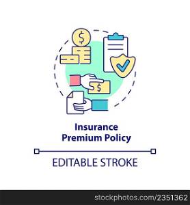 Insurance premium policy concept icon. Financial coverage component abstract idea thin line illustration. Isolated outline drawing. Editable stroke. Arial, Myriad Pro-Bold fonts used. Insurance premium policy concept icon