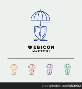 insurance, protection, safety, digital, shield 5 Color Line Web Icon Template isolated on white. Vector illustration. Vector EPS10 Abstract Template background