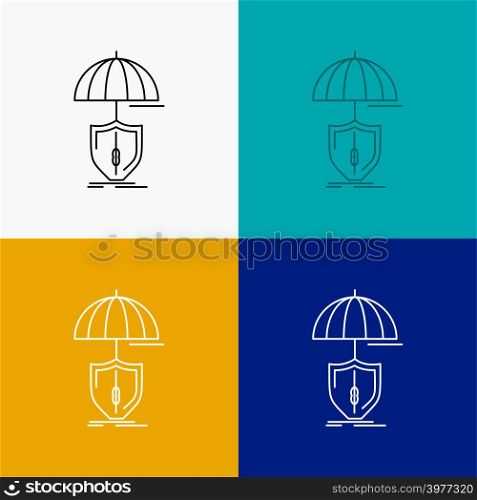 insurance, protection, safety, digital, shield Icon Over Various Background. Line style design, designed for web and app. Eps 10 vector illustration