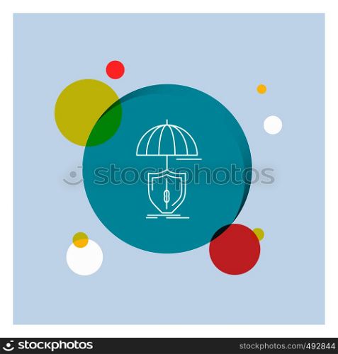 insurance, protection, safety, digital, shield White Line Icon colorful Circle Background. Vector EPS10 Abstract Template background