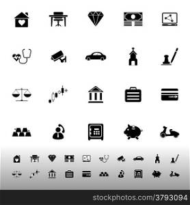 Insurance related icons on white background, stock vector