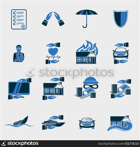 Insurance security icons set of agent company finance isolated vector illustration