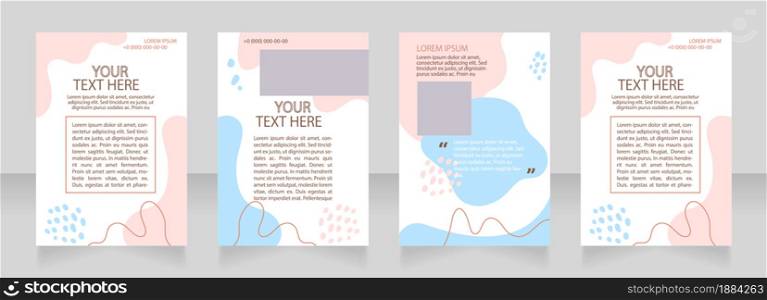 Insurance service promotion blank brochure layout design. Managing risks. Vertical poster template set with empty copy space for text. Premade corporate reports collection. Editable flyer paper pages. Insurance service promotion blank brochure layout design