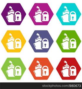 Insurance travel icons 9 set coloful isolated on white for web. Insurance travel icons set 9 vector