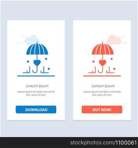 Insurance, Umbrella, Secure, Love Blue and Red Download and Buy Now web Widget Card Template