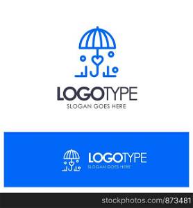 Insurance, Umbrella, Secure, Love Blue Outline Logo Place for Tagline