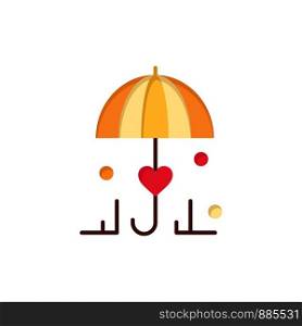 Insurance, Umbrella, Secure, Love Flat Color Icon. Vector icon banner Template