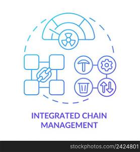 Integrated chain management blue gradient concept icon. Life circle process. Tool of industrial ecology abstract idea thin line illustration. Isolated outline drawing. Myriad Pro-Bold font used. Integrated chain management blue gradient concept icon
