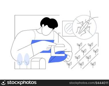 Integrated pest management abstract concept vector illustration. Farmer deals with pest control, agroecology industry, sustainable agriculture, countryside lifestyle abstract metaphor.. Integrated pest management abstract concept vector illustration.