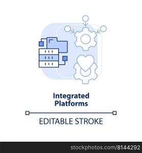 Integrated platforms light blue concept icon. Preparing for next pandemic outbreaks abstract idea thin line illustration. Isolated outline drawing. Editable stroke. Arial, Myriad Pro-Bold fonts used. Integrated platforms light blue concept icon