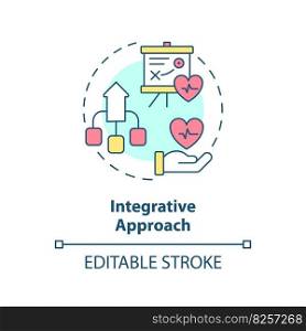 Integrative approach concept icon. Combined sources data. Collecting healthcare information. Precision medicine factor abstract idea thin line illustration. Isolated outline drawing. Editable stroke. Integrative approach concept icon