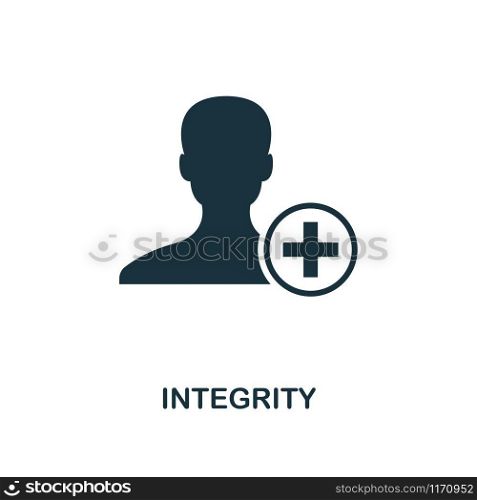 Integrity icon. Monochrome style design from business ethics collection. UX and UI. Pixel perfect integrity icon. For web design, apps, software, printing usage.. Integrity icon. Monochrome style design from business ethics icon collection. UI and UX. Pixel perfect integrity icon. For web design, apps, software, print usage.