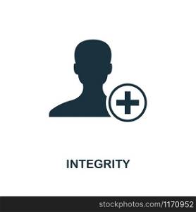 Integrity icon. Monochrome style design from business ethics collection. UX and UI. Pixel perfect integrity icon. For web design, apps, software, printing usage.. Integrity icon. Monochrome style design from business ethics icon collection. UI and UX. Pixel perfect integrity icon. For web design, apps, software, print usage.