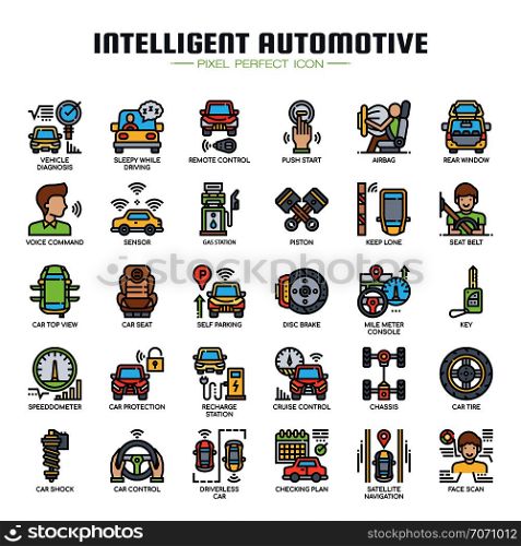 Inteligent Automotive , Thin Line and Pixel Perfect Icons