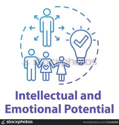 Intellectual and emotional potential concept icon. Live full life. Positive impact on others. Happy being idea thin line illustration. Vector isolated outline RGB color drawing