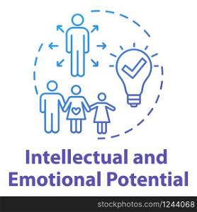 Intellectual and emotional potential concept icon. Live full life. Positive impact on others. Happy being idea thin line illustration. Vector isolated outline RGB color drawing