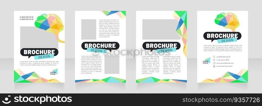 Intellectual development blank brochure design. Template set with copy space for text. Premade corporate reports collection. Editable 4 paper pages. Barlow Black, Regular, Nunito Light fonts used. Intellectual development blank brochure design
