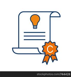 Intellectual property and copyright color icon. Idea patent. Invention. Isolated vector illustration. Intellectual property and copyright color icon