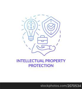 Intellectual property protection blue gradient concept icon. Protect trade secrets abstract idea thin line illustration. Isolated outline drawing. Roboto-Medium, Myriad Pro-Bold fonts used. Intellectual property protection blue gradient concept icon
