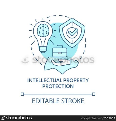 Intellectual property protection turquoise concept icon. Singapore business abstract idea thin line illustration. Isolated outline drawing. Editable stroke. Roboto-Medium, Myriad Pro-Bold fonts used. Intellectual property protection turquoise concept icon