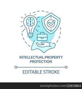 Intellectual property protection turquoise concept icon. Singapore business abstract idea thin line illustration. Isolated outline drawing. Editable stroke. Roboto-Medium, Myriad Pro-Bold fonts used. Intellectual property protection turquoise concept icon