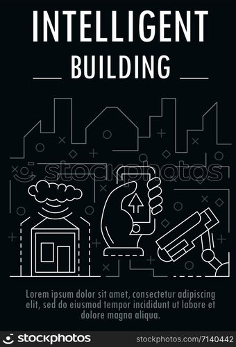 Intelligent building banner. Outline illustration of intelligent building vector banner for web design. Intelligent building banner, outline style