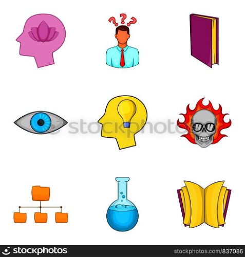 Intelligent icons set. Cartoon set of 9 intelligent vector icons for web isolated on white background. Intelligent icons set, cartoon style