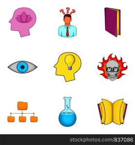Intelligent icons set. Cartoon set of 9 intelligent vector icons for web isolated on white background. Intelligent icons set, cartoon style