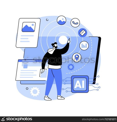 Intelligent interface abstract concept vector illustration. Interactive user interface, usability engineering, personalized experience design, artificial intelligence abstract metaphor.. Intelligent interface abstract concept vector illustration.