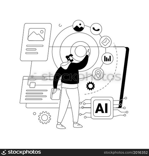 Intelligent interface abstract concept vector illustration. Interactive user interface, usability engineering, personalized experience design, artificial intelligence abstract metaphor.. Intelligent interface abstract concept vector illustration.